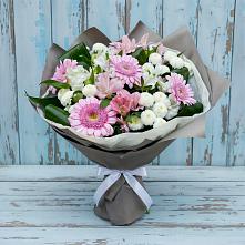 Букет цветов из:  Герберы, Альстромерии и Хризантемы в Нижнее Хорошово