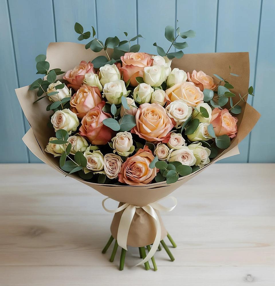 Букет цветов из: Альстромерии и Розы в Нижнее Хорошово