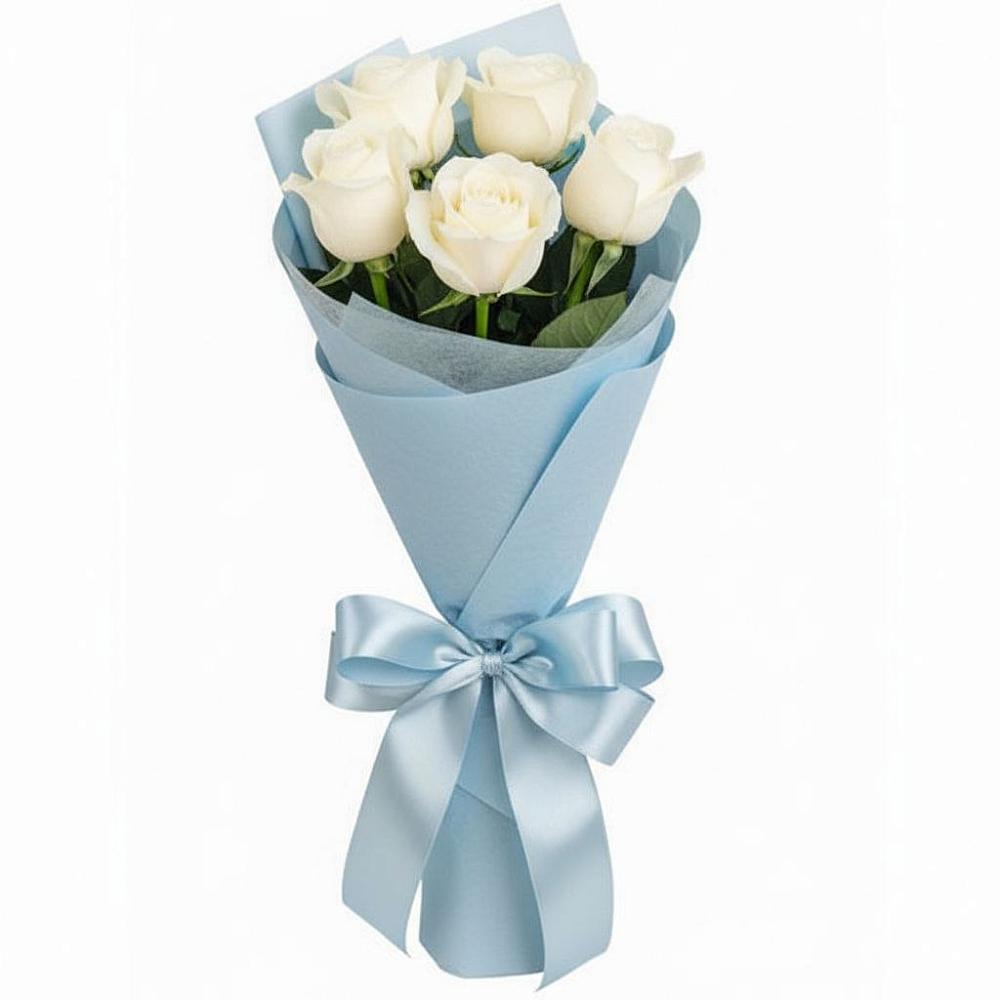Букет 5 Белых роз Проуд в Нижнее Хорошово