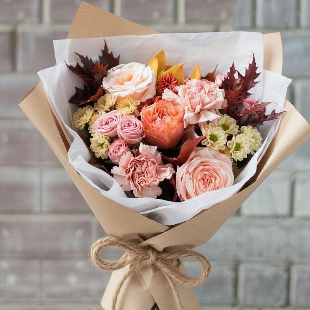 Букет цветов из: Гвоздики, Хризантемы и Розы в Нижнее Хорошово