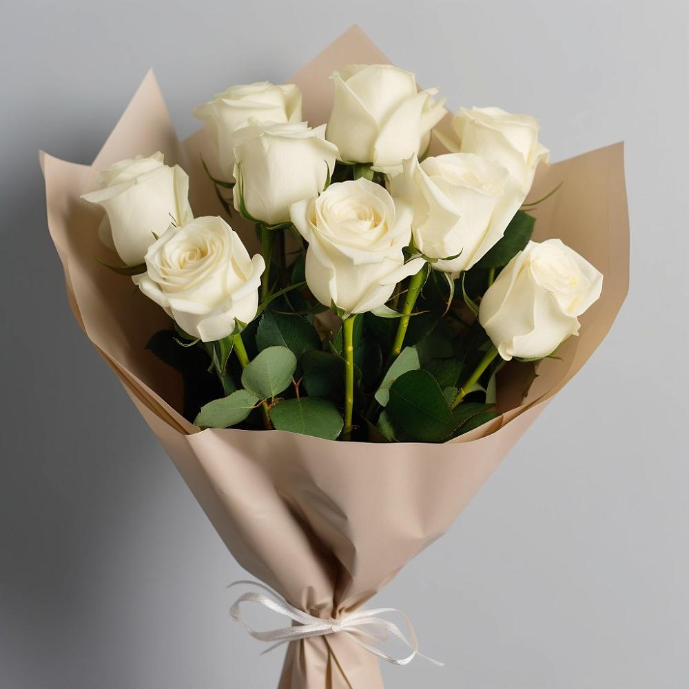 Букет 9 Белых роз Эдлесс Лав в Нижнее Хорошово