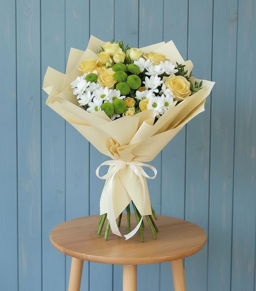 Букет цветов из: Хризантемы и Розы в Нижнее Хорошово