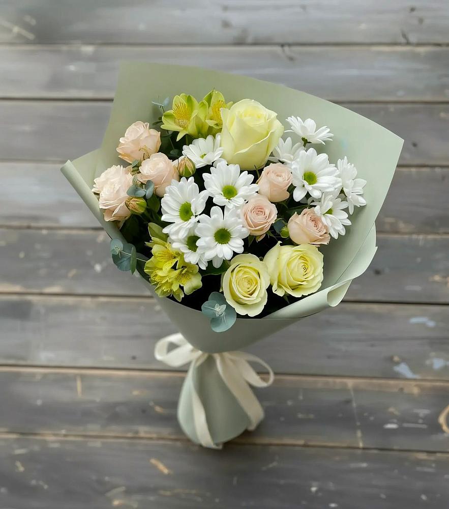 Букет цветов из: Альстромерии, Розы и Хризантемы в Нижнее Хорошово