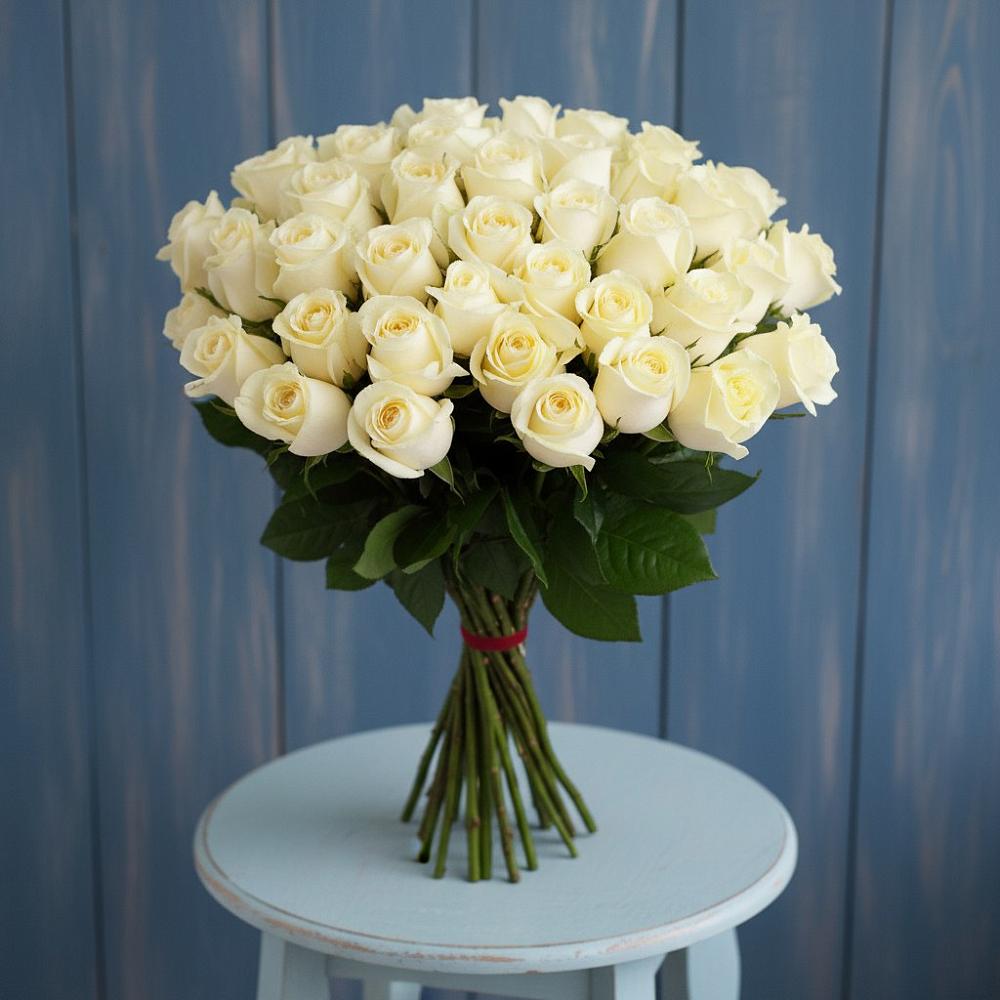 Букет 51 Белая роза Эдлесс Лав в Нижнее Хорошово