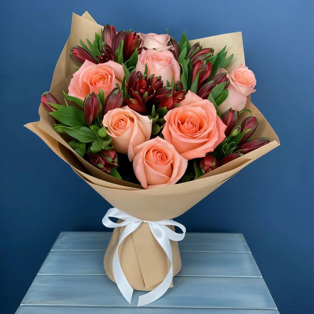 Букет цветов из: Розы и Альстромерии в Нижнее Хорошово