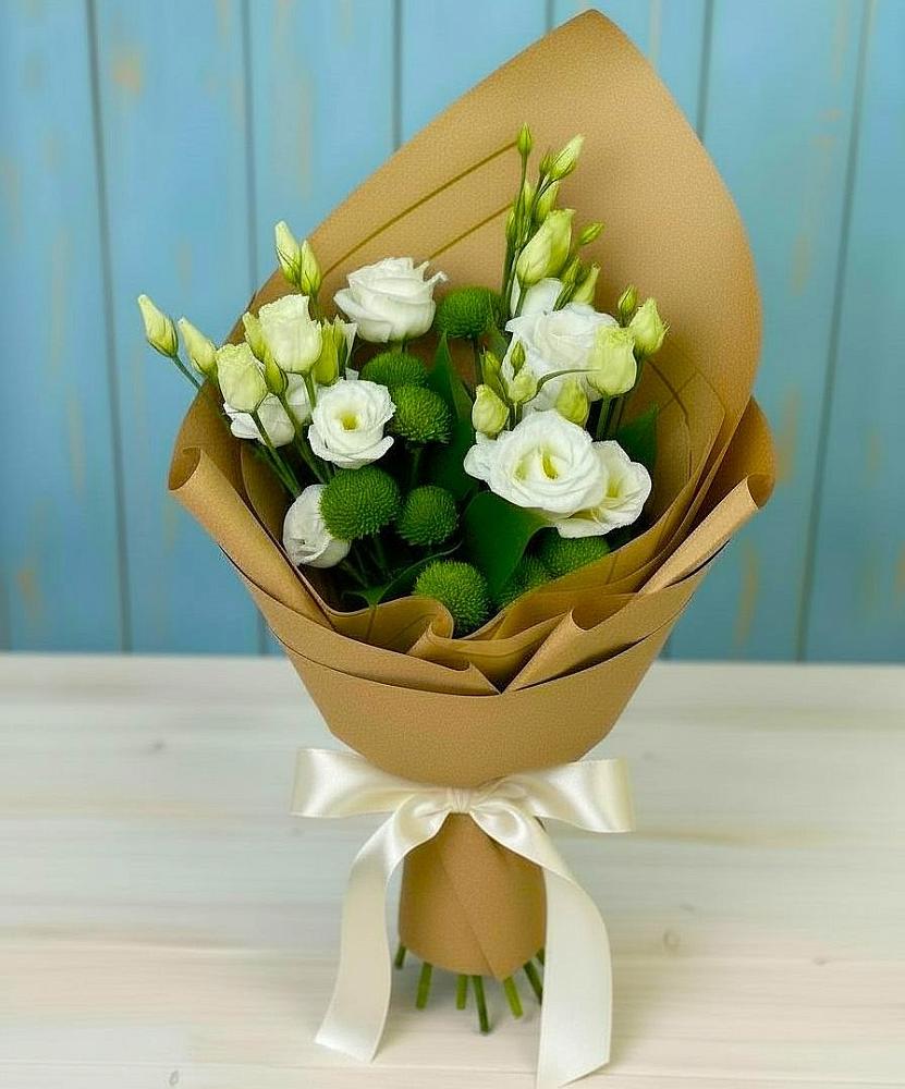 Букет цветов из: Хризантемы и Лизиантусы в Нижнее Хорошово