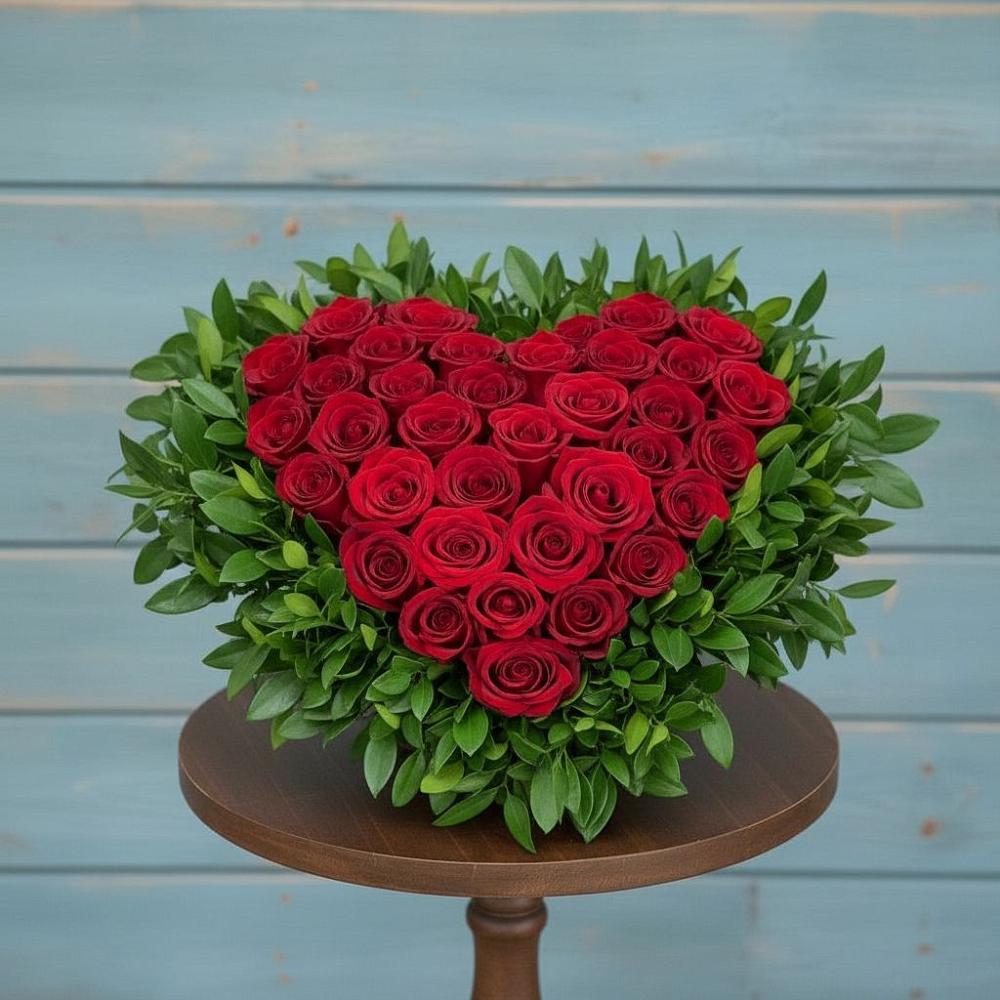 Цветочная композиция из Розы в виде сердца в Нижнее Хорошово