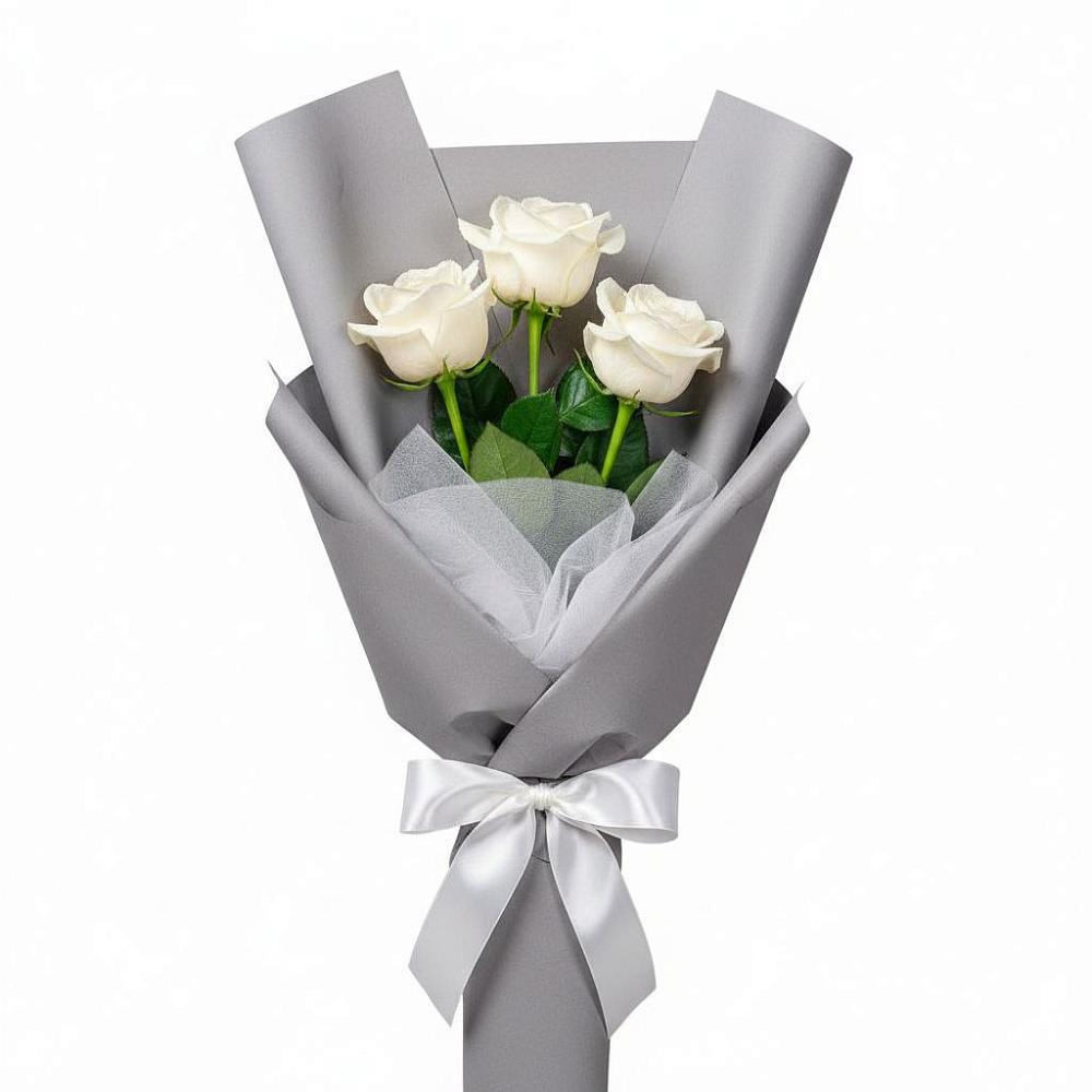 Букет 3 белые розы в Нижнее Хорошово