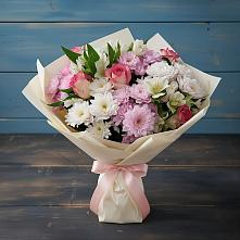 Букет цветов из:  Хризантемы, Альстромерии и Розы в Нижнее Хорошово