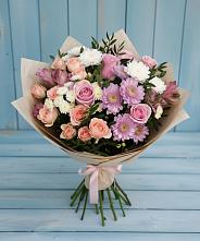 Букет цветов из:  Хризантемы, Розы и Альстромерии в Нижнее Хорошово