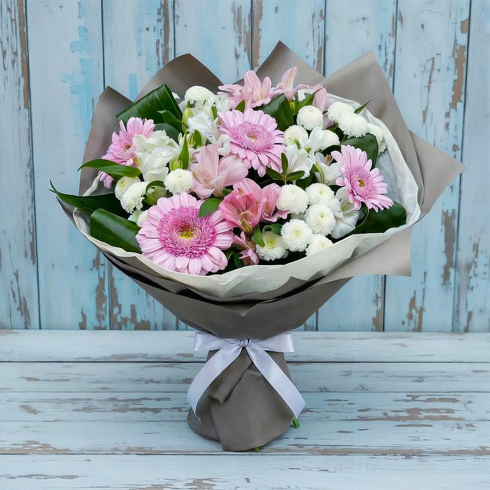 Букет цветов из: Герберы, Альстромерии и Хризантемы в Нижнее Хорошово
