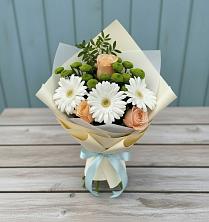 Букет цветов из:  Герберы, Розы и Хризантемы в Нижнее Хорошово